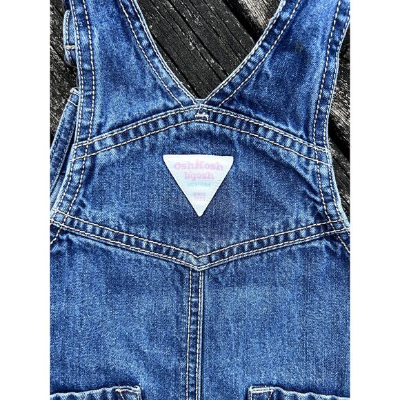 OshKosh‎ B’gosh Denim Overall Dress 2T Toddler Jumper Pink Patch Pocket - Picture 4 of 6